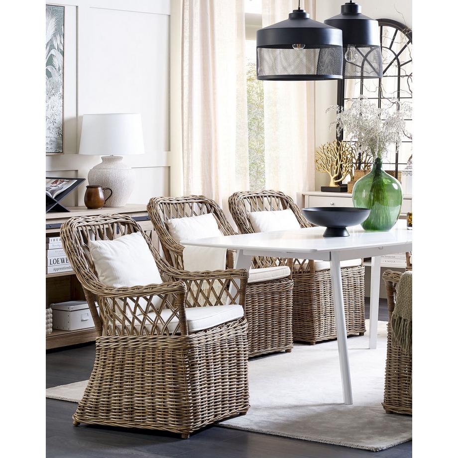 Beliani Gartensessel 2er Set mit Auflagen aus Rattan Klassisch MAROS  