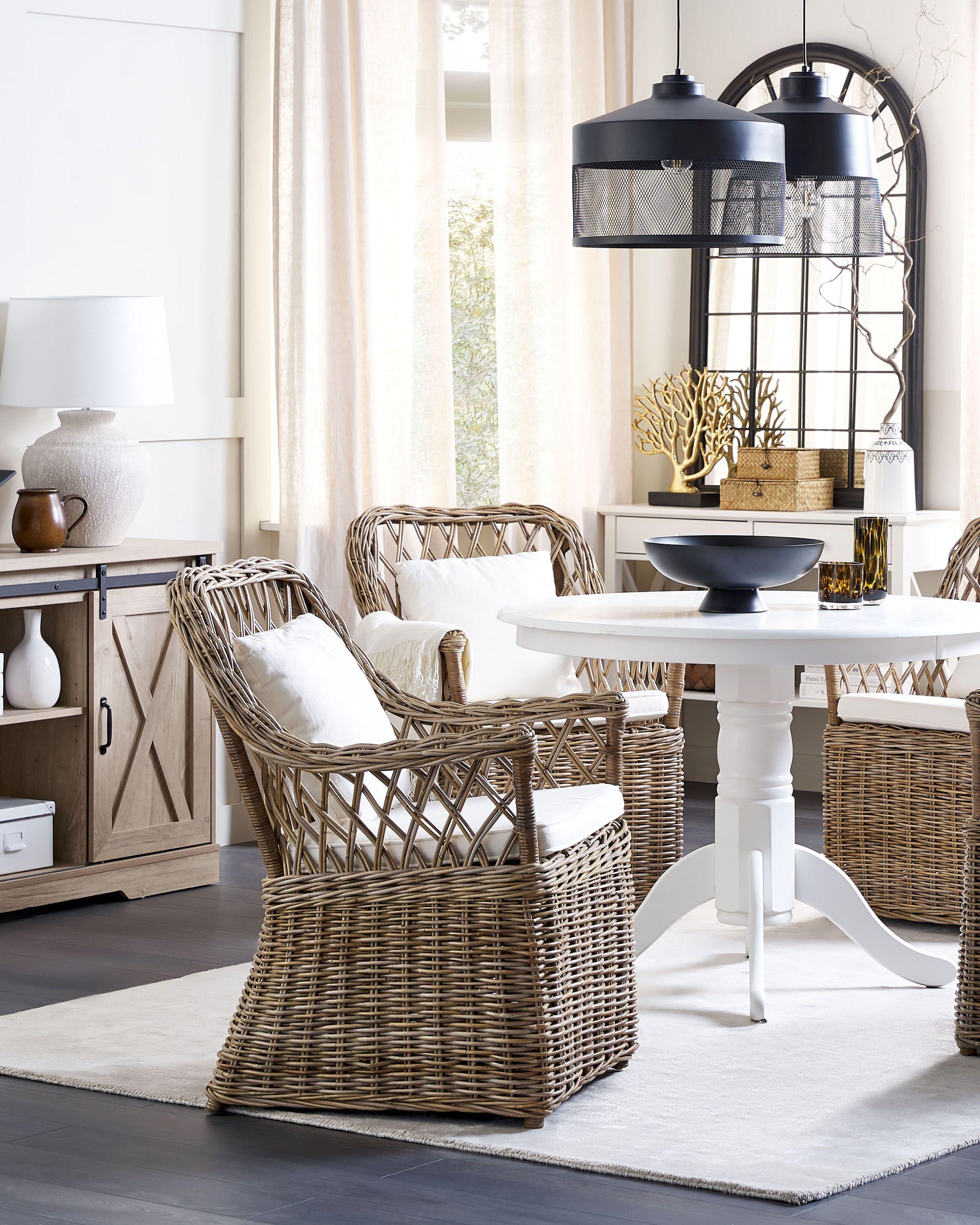 Beliani Set di 2 poltrone da giardino con cuscini en Rattan Classico MAROS  