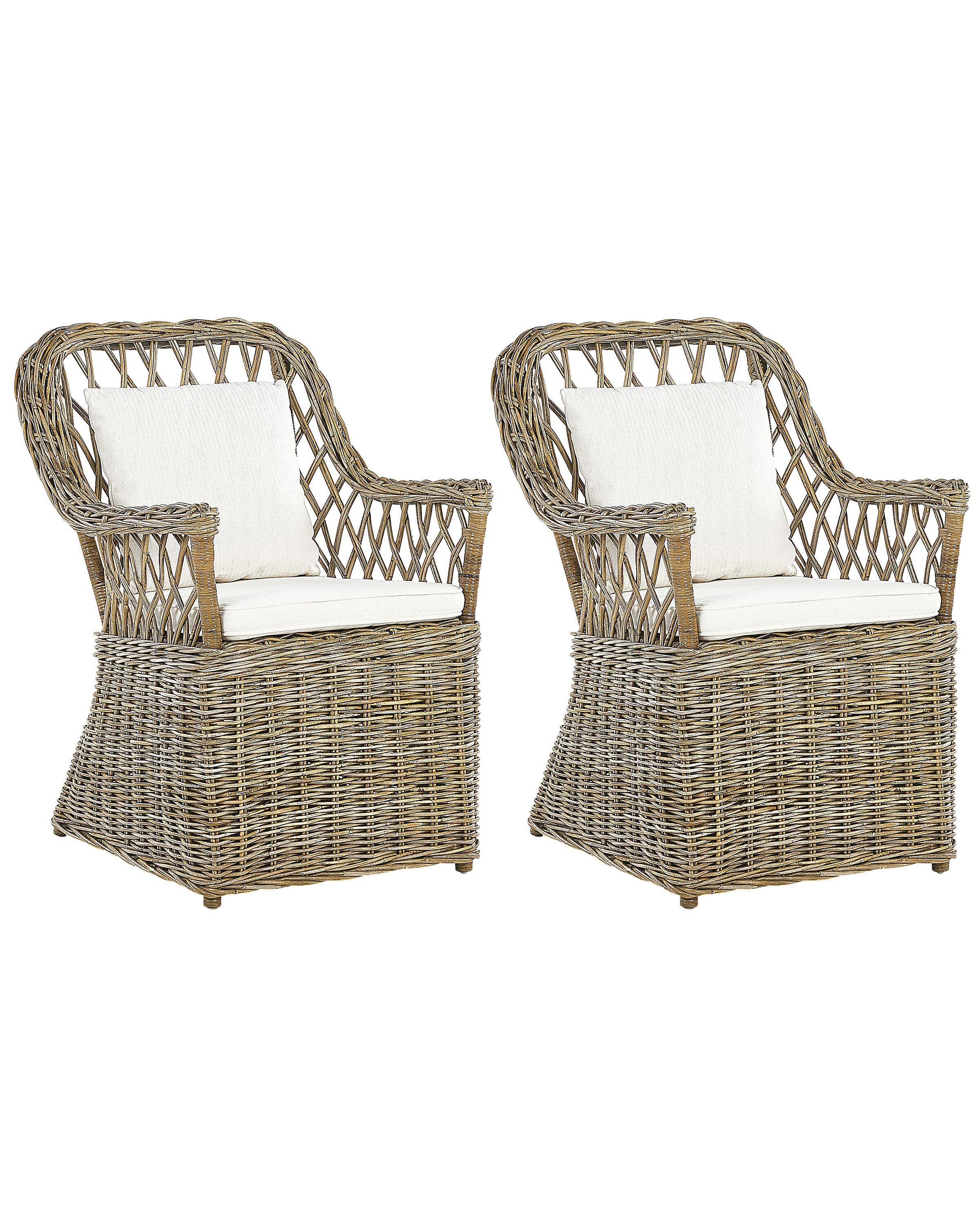 Beliani Lot de 2 chaises en Rotin Traditionnel MAROS  