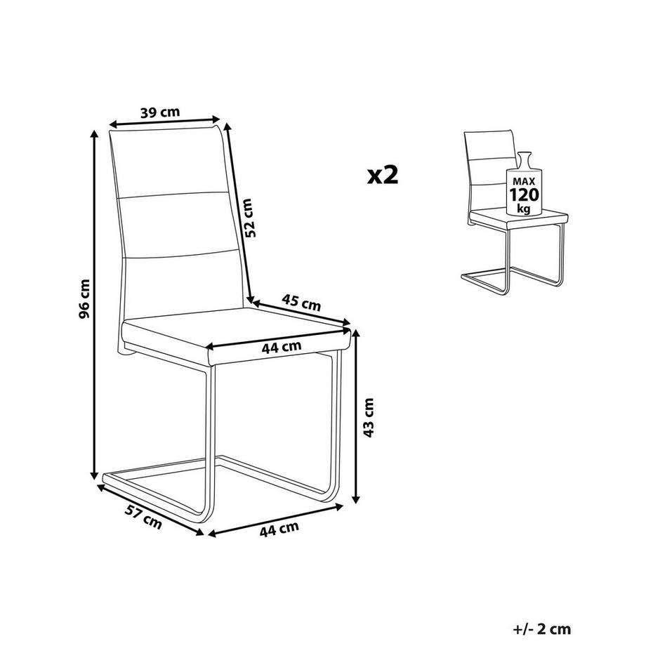 Beliani Esszimmerstuhl 2er Set aus Samtstoff Klassisch ROCKFORD  