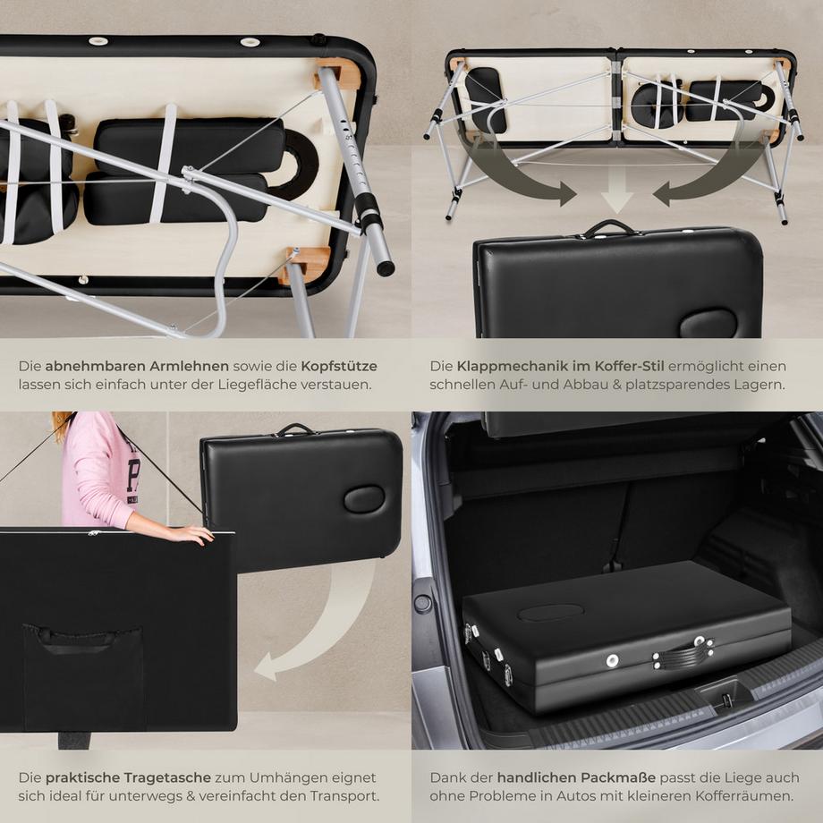 Tectake 2 Zonen Massageliege  Breite 60 cm, Polsterung 4 cm inklusive Tragetasche  