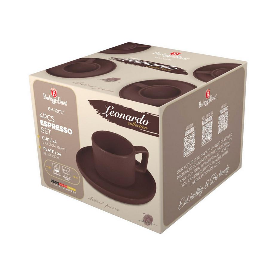 Berlinger Haus Espressotassenset matt bordeaux Leonardo Collection  