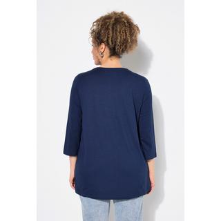 Ulla Popken  Shirt, Blüten, Classic, V-Ausschnitt, 3/4-Arm 