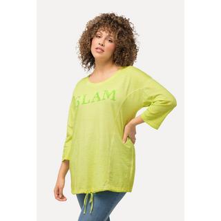 Ulla Popken  Maglia dal taglio oversize con paillettes, coulisse, scollo rotondo e maniche lunghe 