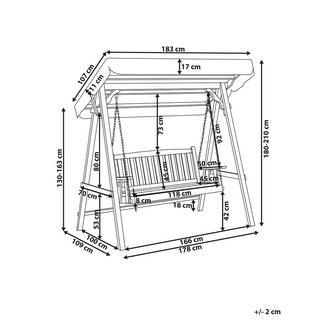 Beliani Balancelle de jardin en Bois d’épicéa Traditionnel FIBBIALLA  