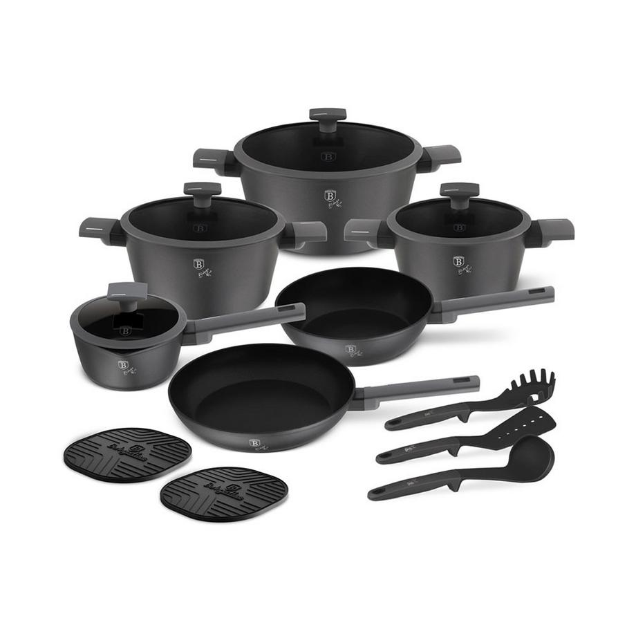 Berlinger Batterie de cuisine 15 pièces anthracite mat Collection 2.0  