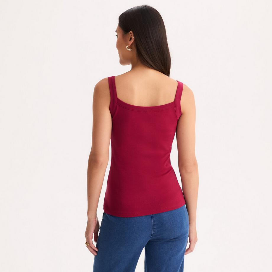 La Redoute Collections Top côtelé sans manches encolure dégagée  