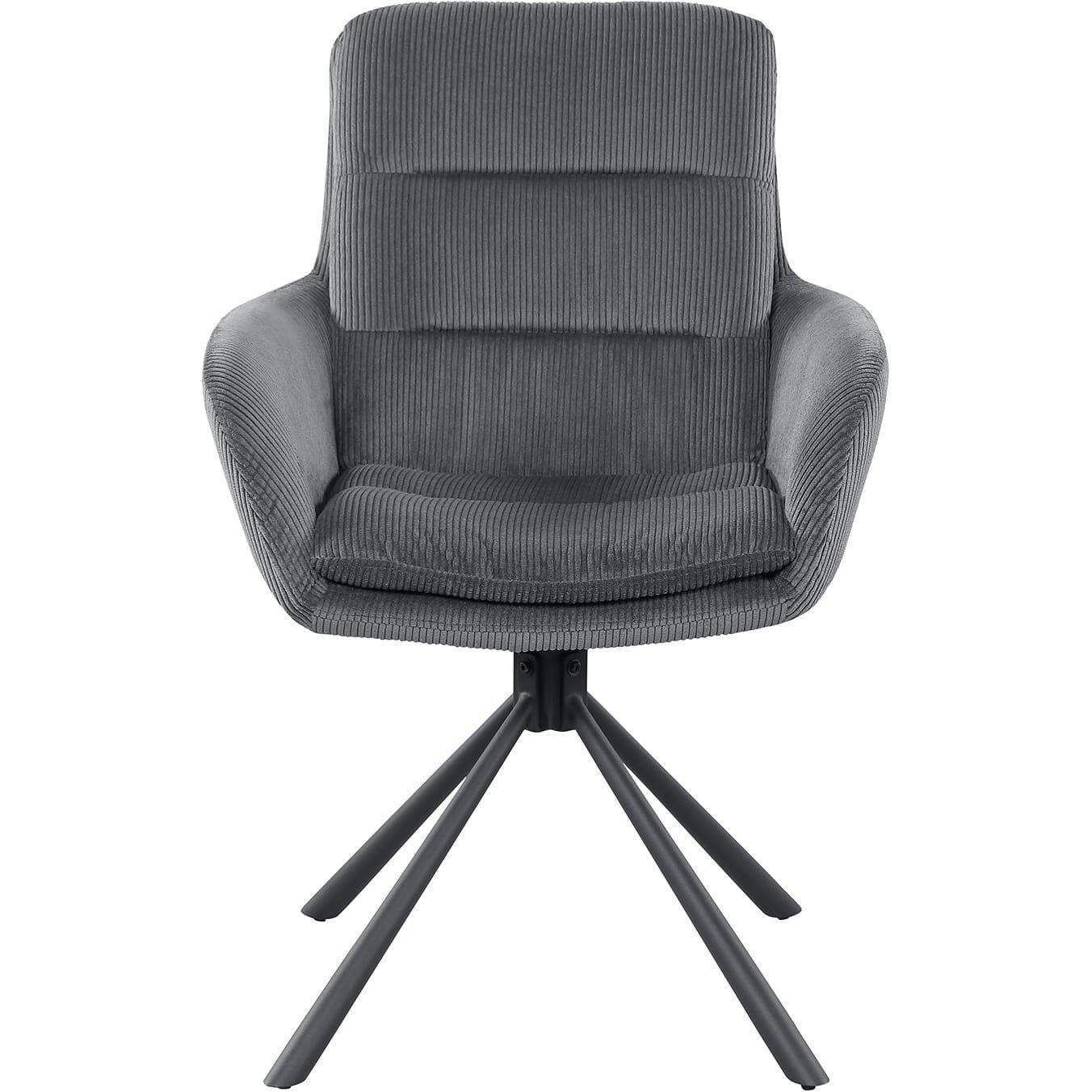 mutoni Chaise de salle à manger avec accoudoirs Zupstix gris foncé  