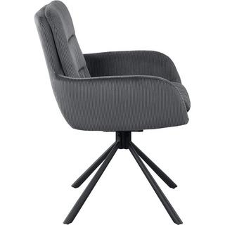 mutoni Chaise de salle à manger avec accoudoirs Zupstix gris foncé  