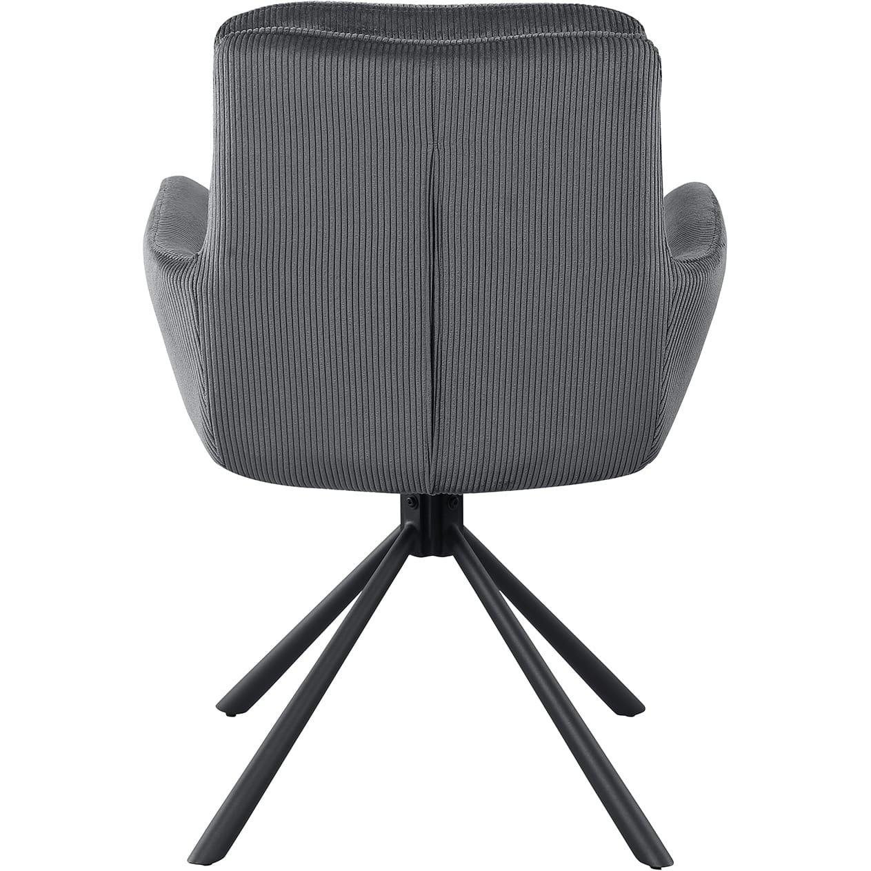 mutoni Chaise de salle à manger avec accoudoirs Zupstix gris foncé  