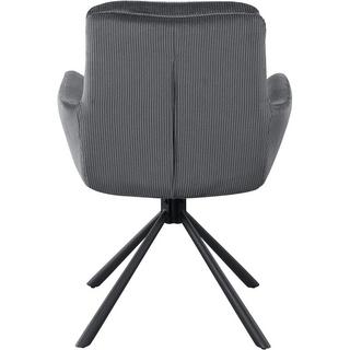 mutoni Chaise de salle à manger avec accoudoirs Zupstix gris foncé  