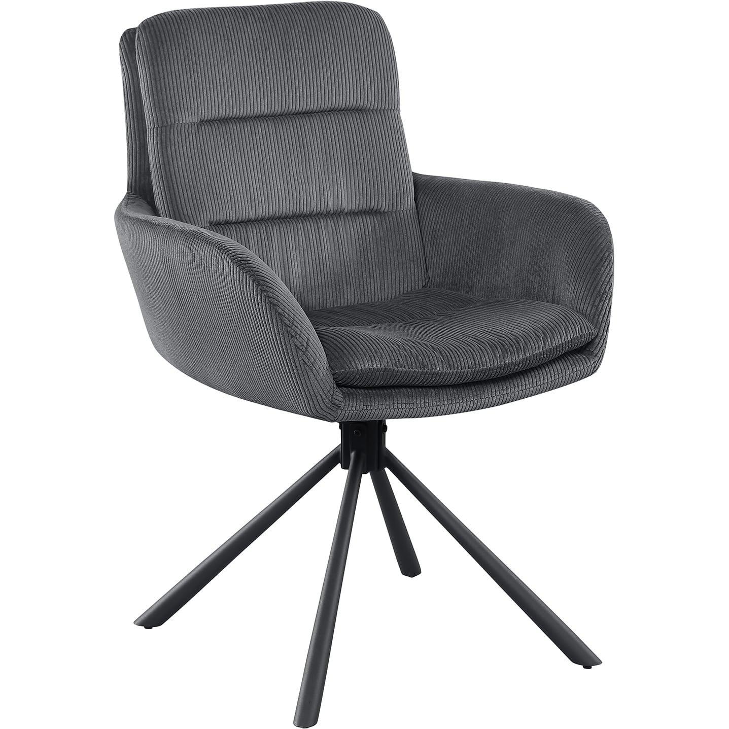 mutoni Chaise de salle à manger avec accoudoirs Zupstix gris foncé  