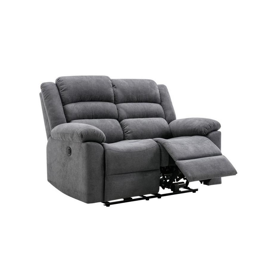 Vente-unique Canapé 2 places relax électrique en tissu gris BUROLO  