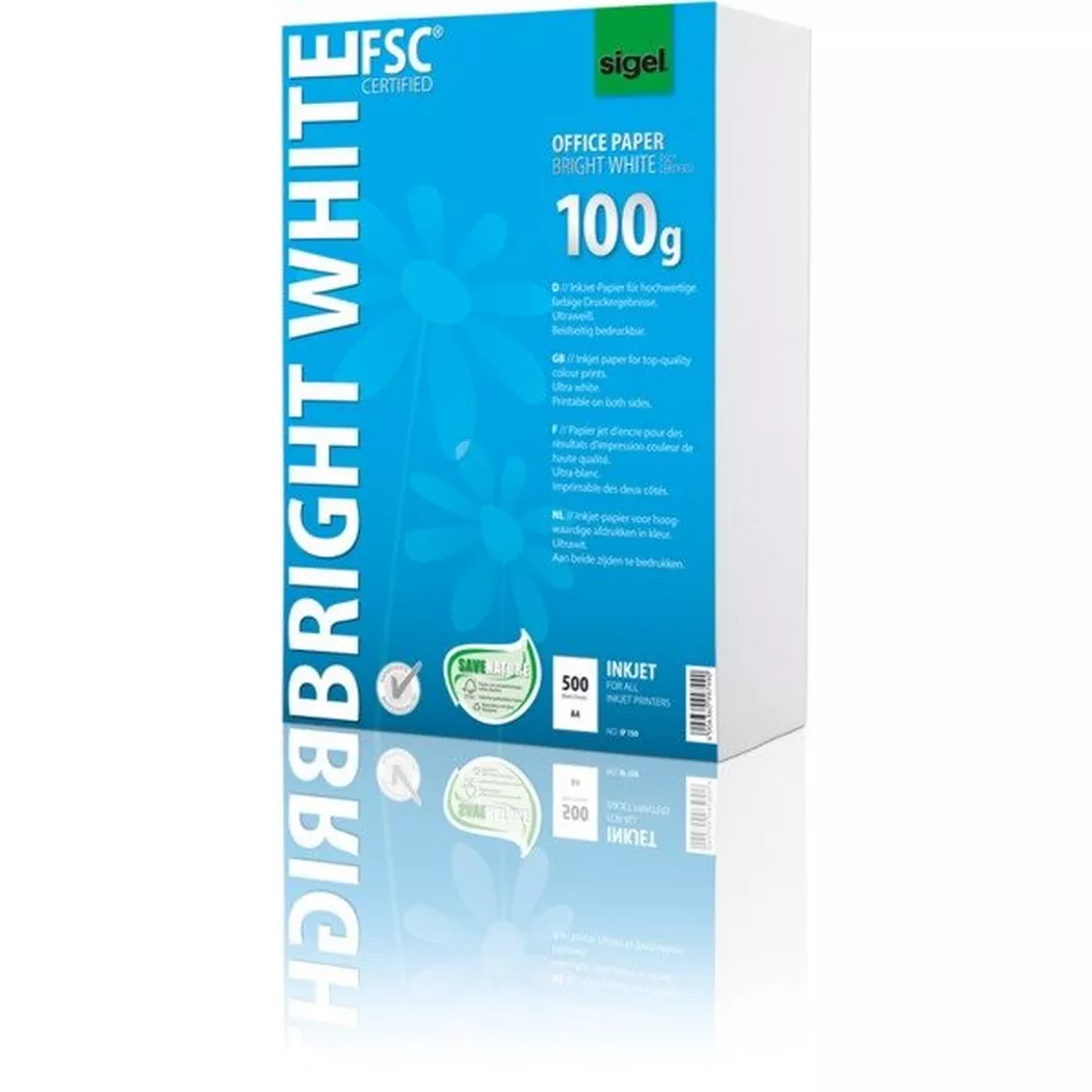 Sigel – Inkjet-Papier A4 IP150 100g Bright white 500 Blatt, One Size