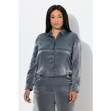 Camicia dal taglio squadrato con effetto metallico, collo da camicia e maniche lunghe