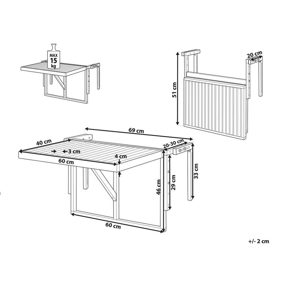 Beliani Balkontisch aus Akazienholz  UDINE  