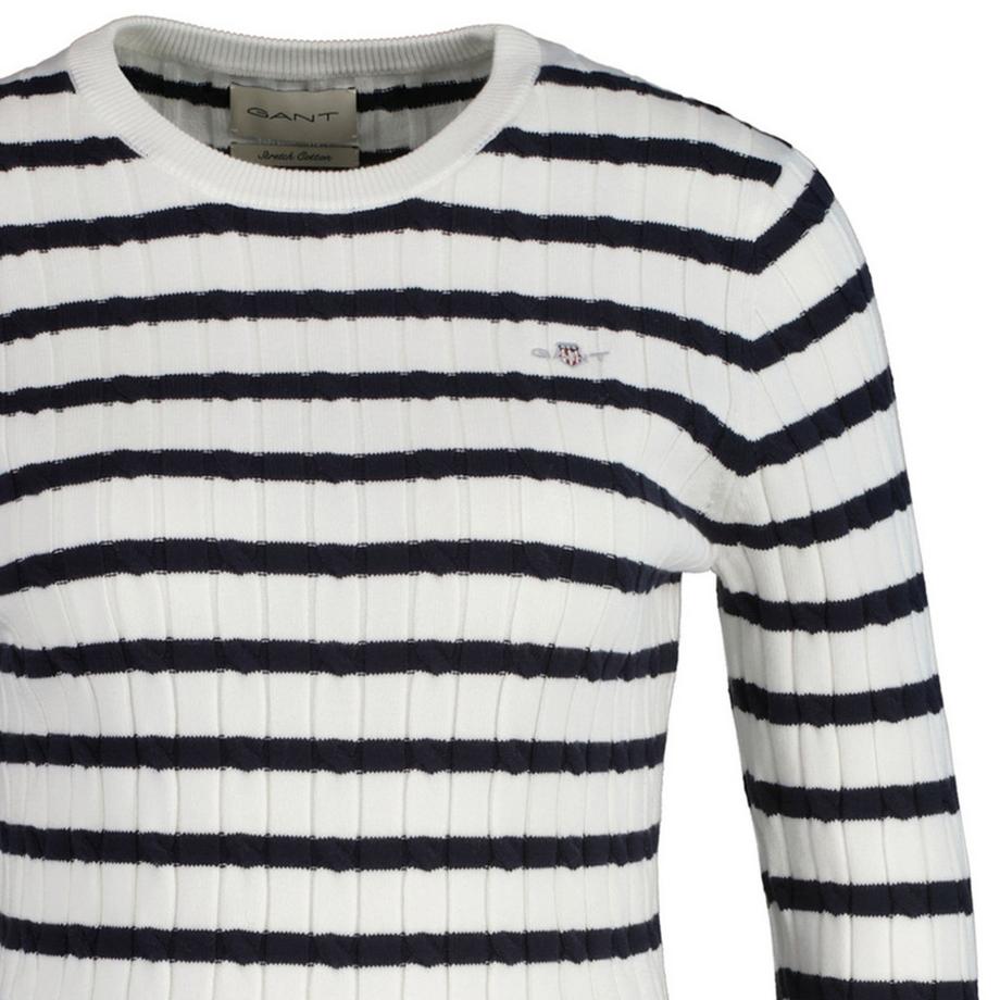 GANT Stretch Cotton Cable Stripe Rundhals Pullover  