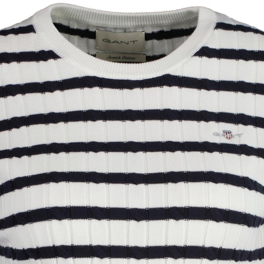 GANT Stretch Cotton Cable Stripe Rundhals Pullover  