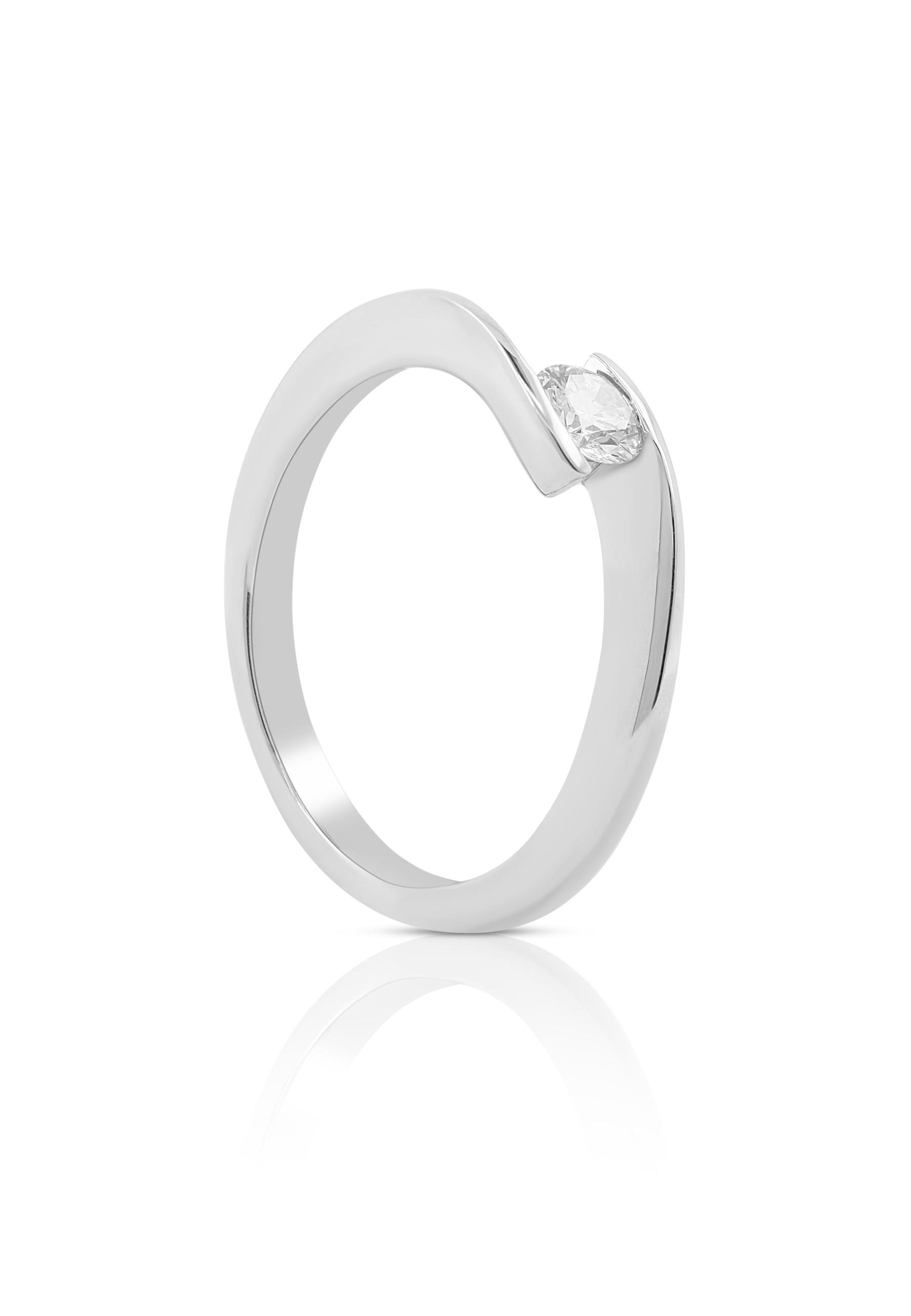 MUAU Schmuck  Bague Solitaire Diamant 0.25ct. or blanc 750 