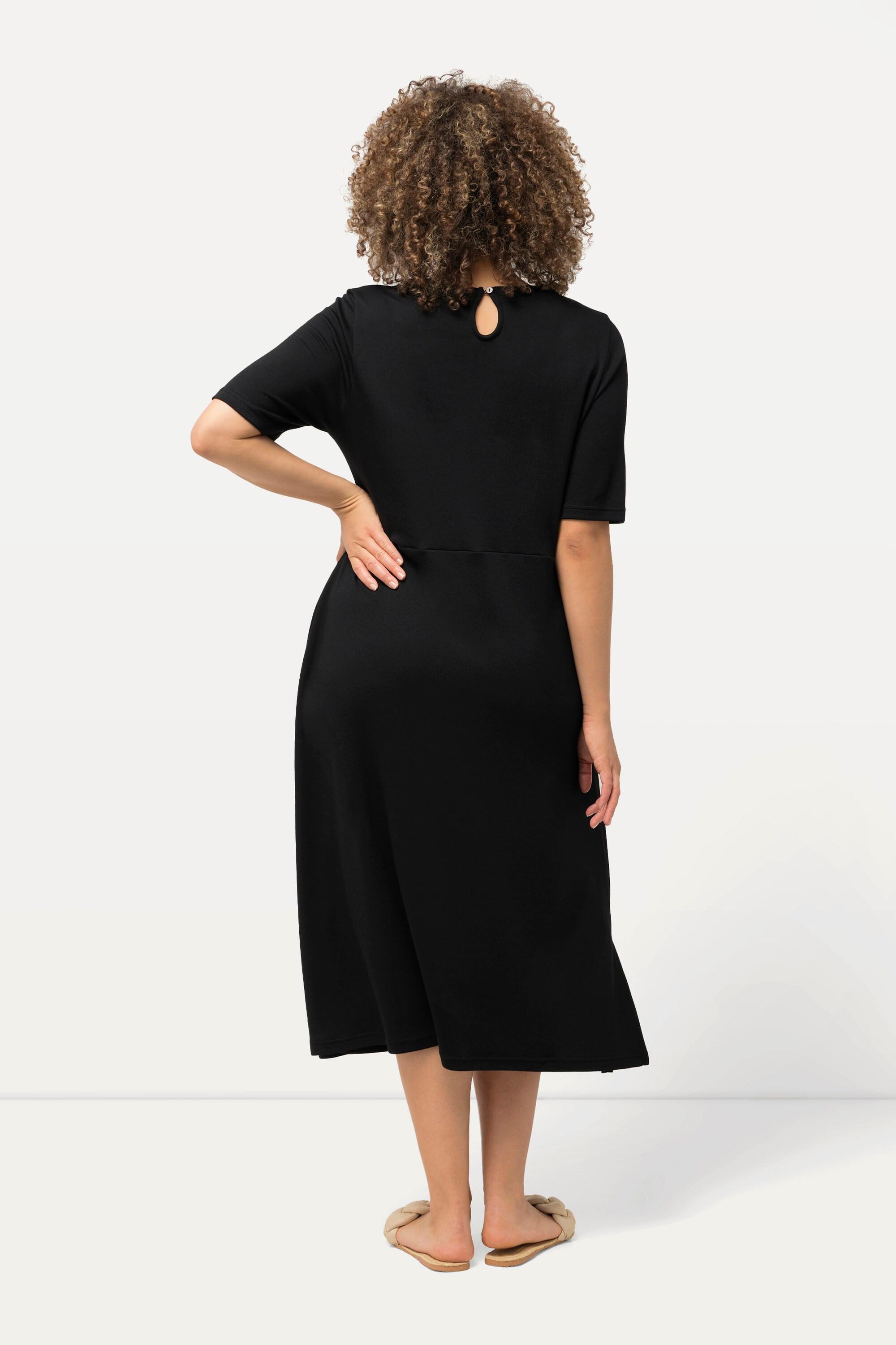 Ulla Popken Abito Midi Jersey Linea A Scollo V Mezza Manica  