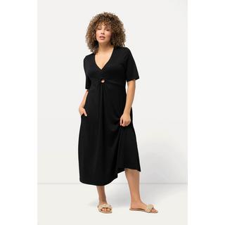 Ulla Popken Abito Midi Jersey Linea A Scollo V Mezza Manica  