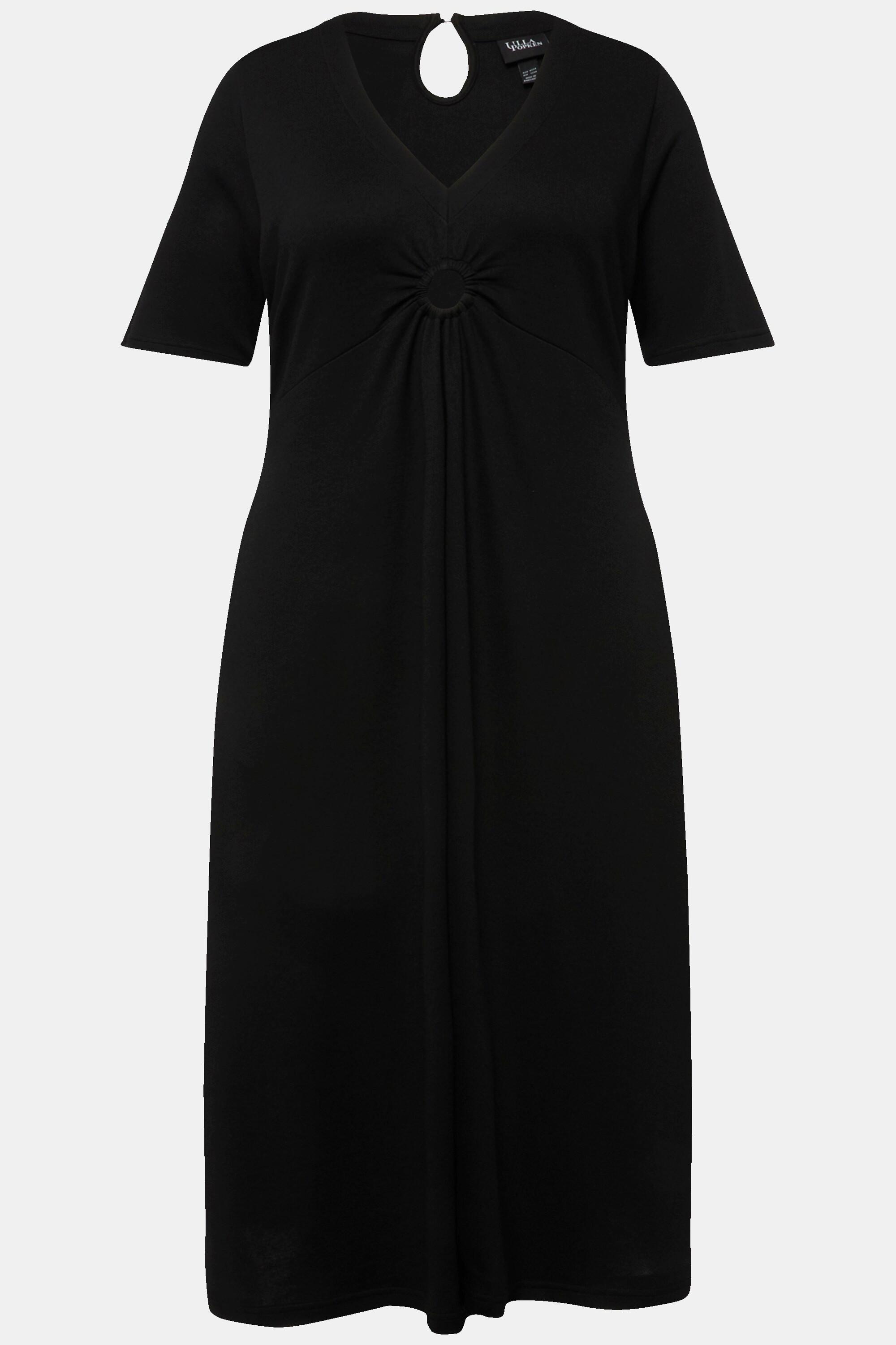 Ulla Popken Abito Midi Jersey Linea A Scollo V Mezza Manica  