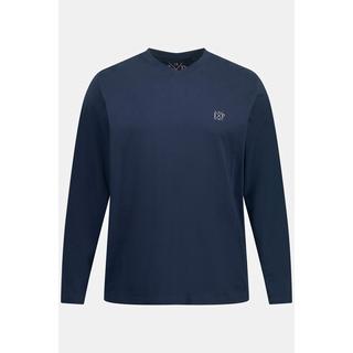 JP1880  T-shirt collection Basic, manches longues et col en V bleu marine 