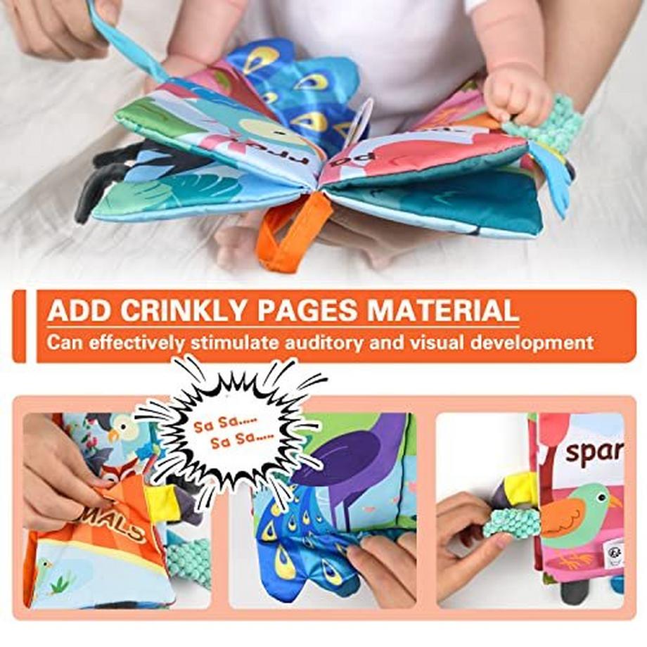Activity-board  3D Stoffbuch Baby Knisterbuch Baby,Babybuch Bilderbuch,Fliegende Tiere Fühlbuch Baby Kinderwagen 
