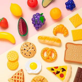 Activity-board  Jouet alimentaire en plastique pour enfants, 50 pièces, faux aliments, ensemble de jeu de cuisine, jouet de développement imaginatif pour tout-petits 