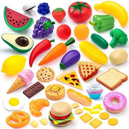 Activity-board  Jouet alimentaire en plastique pour enfants, 50 pièces, faux aliments, ensemble de jeu de cuisine, jouet de développement imaginatif pour tout-petits 