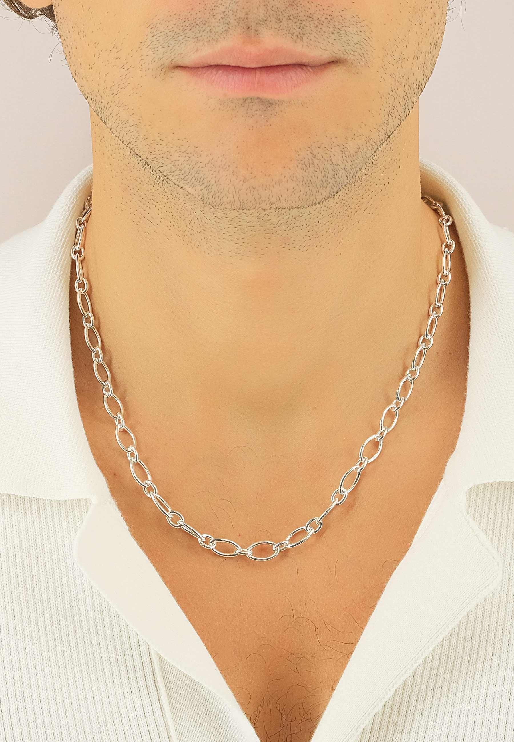 MUAU Schmuck  Collier forçat en argent 925, 7,5mm, 50cm 