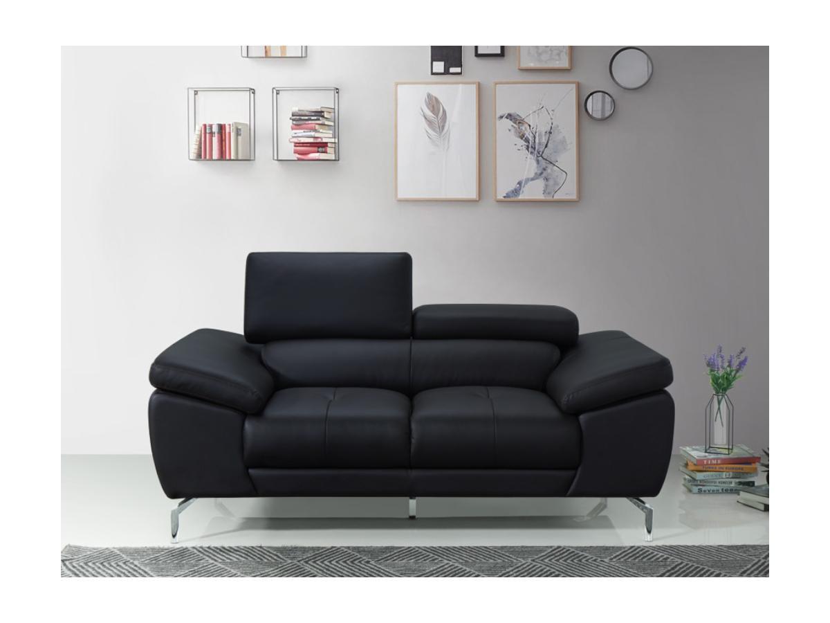 LINEA SOFA Divano 2 posti in pelle di bufalo nero GRETEL  