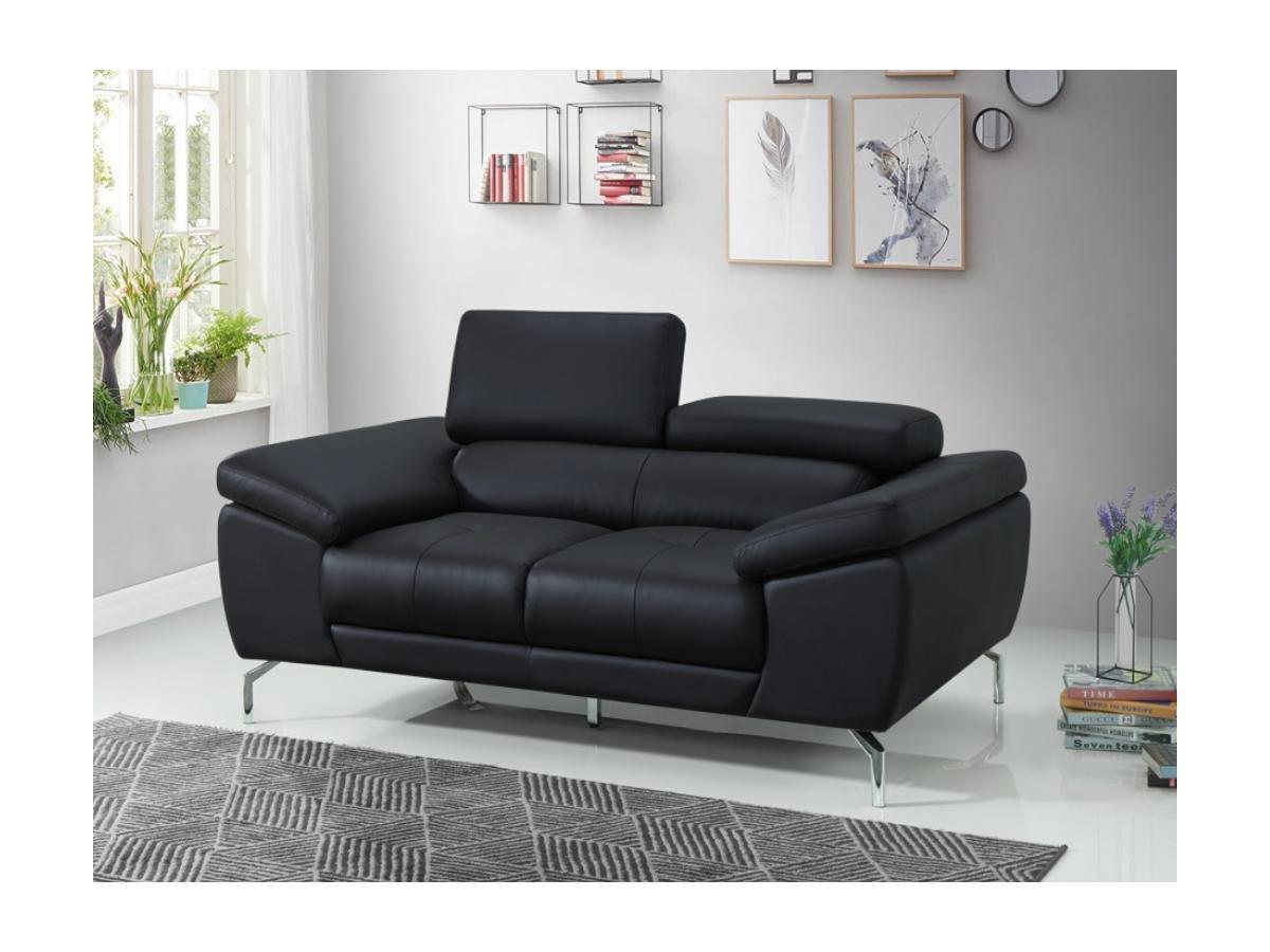 LINEA SOFA Divano 2 posti in pelle di bufalo nero GRETEL  