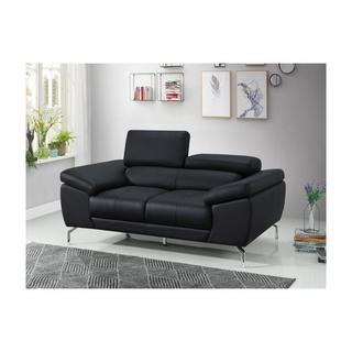 LINEA SOFA Divano 2 posti in pelle di bufalo nero GRETEL  