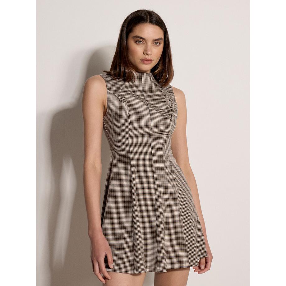 Mini-robe évasée à carreaux traditionnels