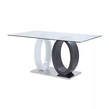 Table à  manger AYANE 6 cous Verre trempé MDF
