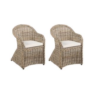 Beliani  Lot de 2 fauteuils de jardin avec coussins en Rotin Traditionnel SUSUA II 