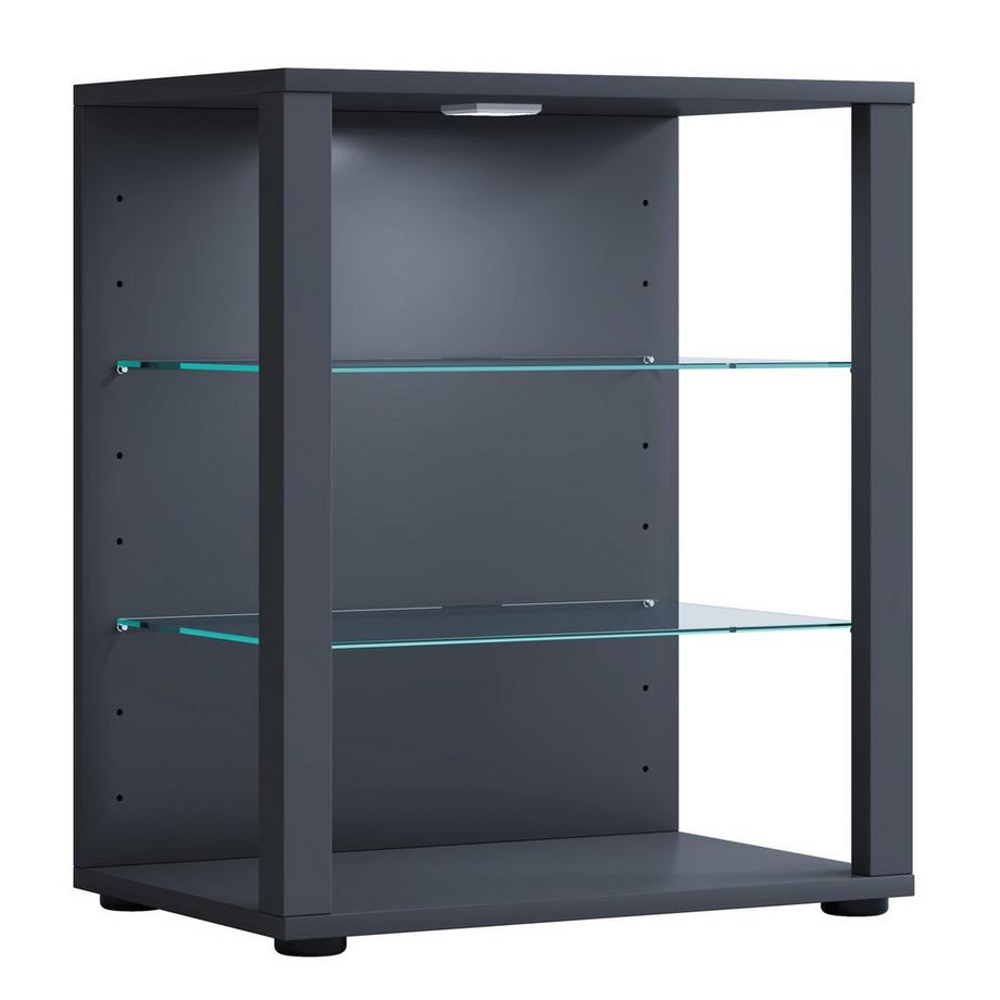 VCM Glasvitrine stehend | Vitrine Glas mit ESG-Sicherheitsglas | Maße ca. H. 60 x B. 52 x T. 35 cm | Standvitrine Glas | Modern und platzsparend | Glas  