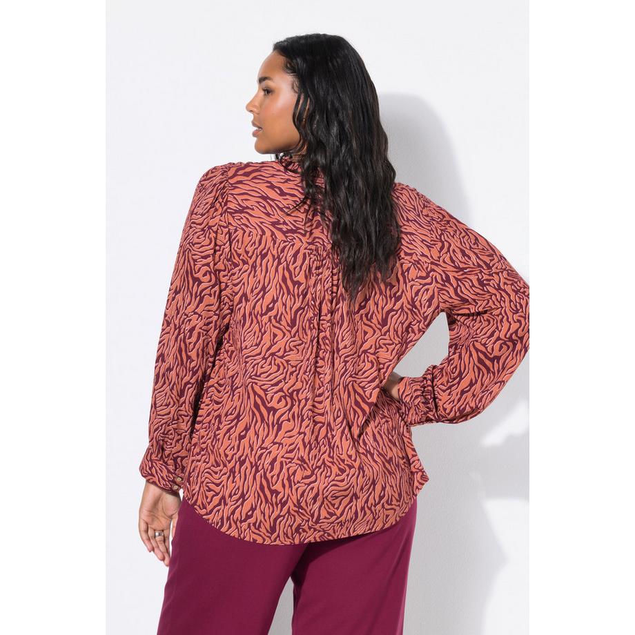 Studio Untold Blouse Coupe Loose Crêpe Imprimé Zébré avec Ruchés  