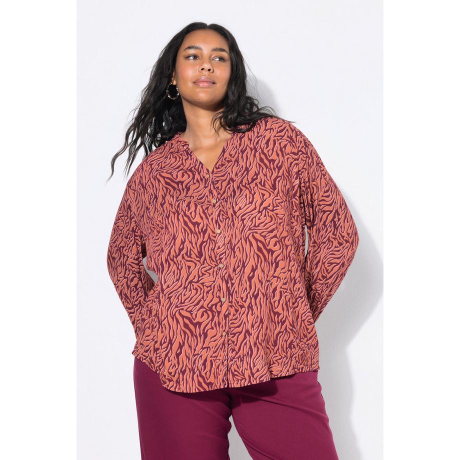 Studio Untold Blouse Coupe Loose Crêpe Imprimé Zébré avec Ruchés  