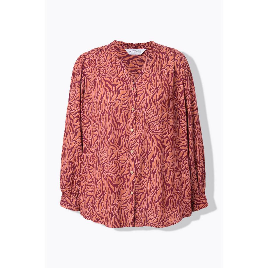 Studio Untold Blouse Coupe Loose Crêpe Imprimé Zébré avec Ruchés  