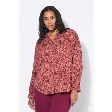 Blusa dal taglio ampio in crêpe con colorato design zebrato e ruche