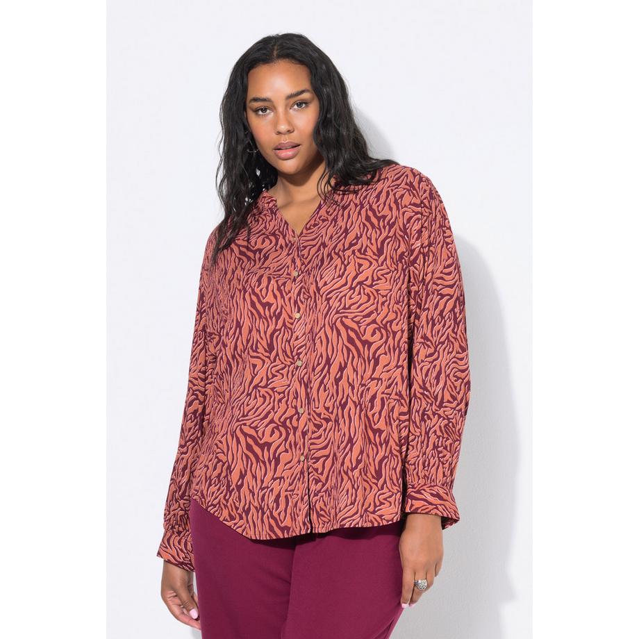Studio Untold Blouse Coupe Loose Crêpe Imprimé Zébré avec Ruchés  
