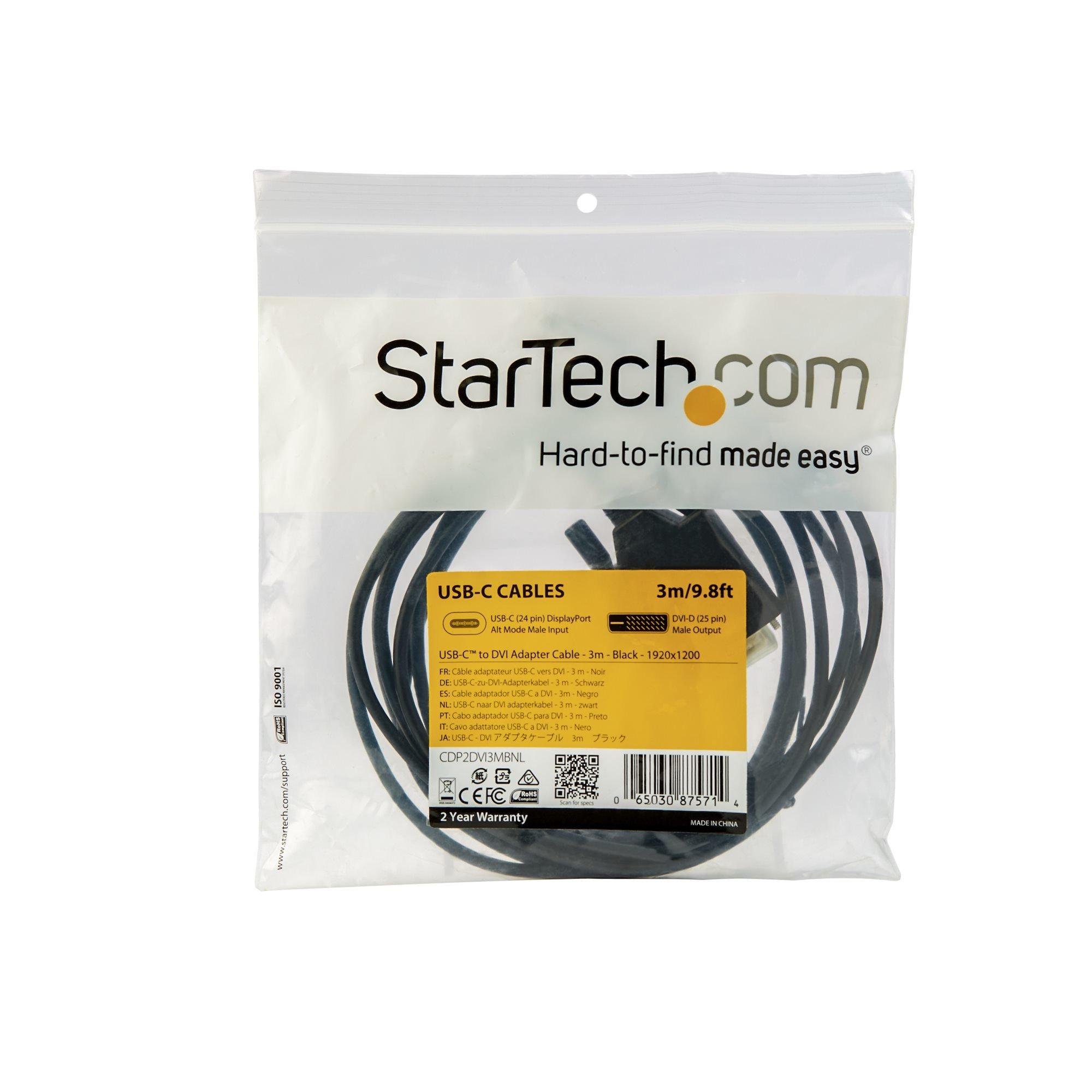 STARTECH.COM  StarTech.com 3m USB-C auf DVI Kabel - 1920 x 1200 - Schwarz 