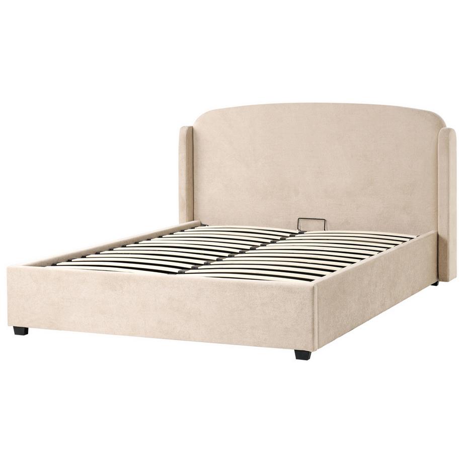 Beliani Bett mit Stauraum aus Stoff  BERNAY  