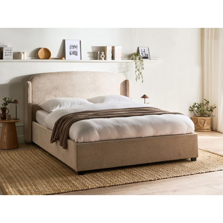 Beliani Bett mit Stauraum aus Stoff  BERNAY  