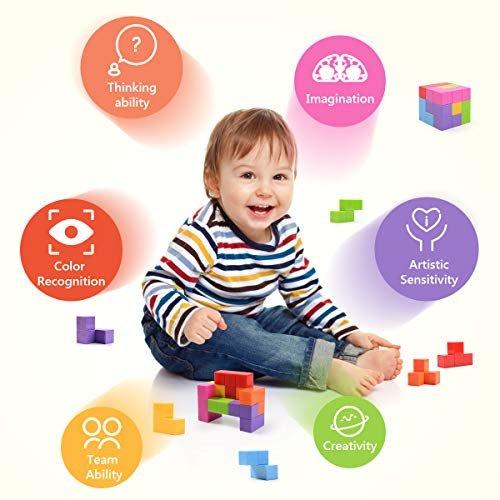 Activity-board  Magnetische Bauklötze Würfel, Bauklötze Spielzeug für Kinder mit 54 Smart Cards 