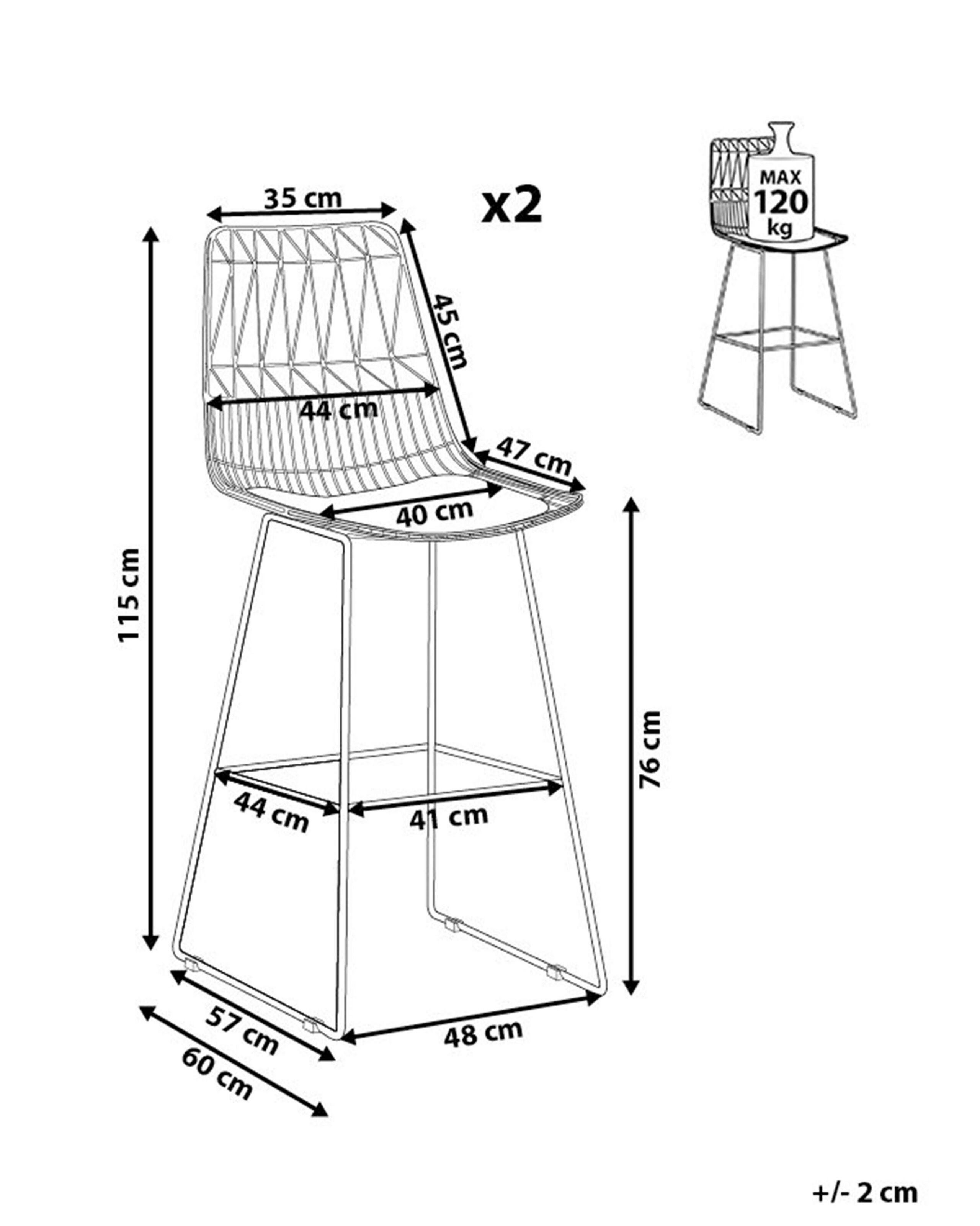 Beliani Set di 2 sedie alte en Acciaio Moderno PRESTON  