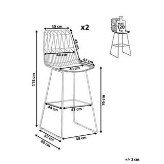 Beliani Set mit 2 Barstühlen aus Stahl Modern PRESTON  