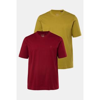 JP1880  T-shirts, collection Basic, lot de 2. Col en V et manches courtes rouge bordeaux 